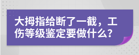 大拇指给断了一截，工伤等级鉴定要做什么？