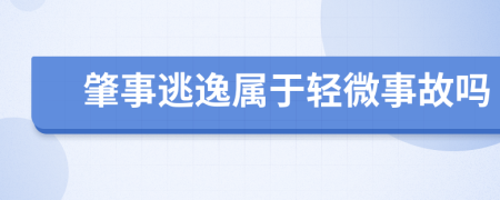 肇事逃逸属于轻微事故吗