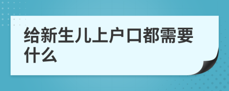 给新生儿上户口都需要什么