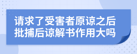 请求了受害者原谅之后批捕后谅解书作用大吗