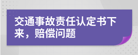 交通事故责任认定书下来，赔偿问题