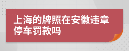 上海的牌照在安徽违章停车罚款吗