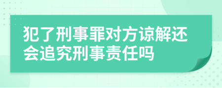 犯了刑事罪对方谅解还会追究刑事责任吗