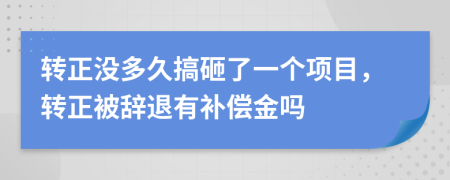 转正没多久搞砸了一个项目，转正被辞退有补偿金吗