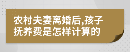 农村夫妻离婚后,孩子抚养费是怎样计算的