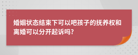 婚姻状态结束下可以吧孩子的抚养权和离婚可以分开起诉吗?