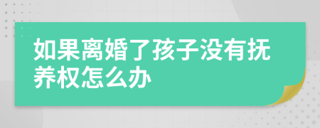 如果离婚了孩子没有抚养权怎么办