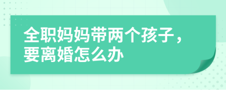 全职妈妈带两个孩子，要离婚怎么办