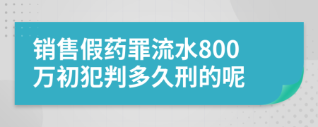 销售假药罪流水800万初犯判多久刑的呢