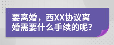 要离婚，西XX协议离婚需要什么手续的呢？