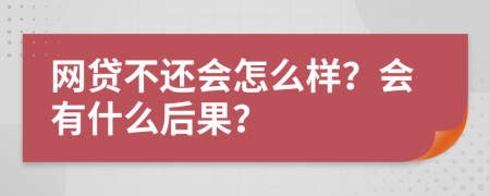 网贷不还会怎么样？会有什么后果？