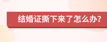 结婚证撕下来了怎么办？