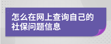 怎么在网上查询自己的社保问题信息