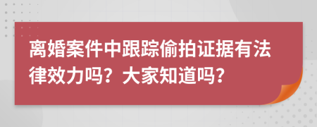 离婚案件中跟踪偷拍证据有法律效力吗？大家知道吗？