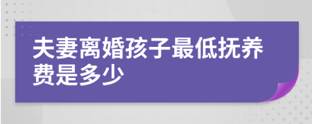 夫妻离婚孩子最低抚养费是多少