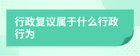 行政复议属于什么行政行为