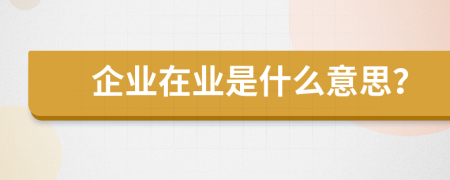 企业在业是什么意思？