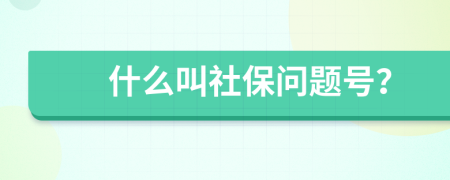 什么叫社保问题号？