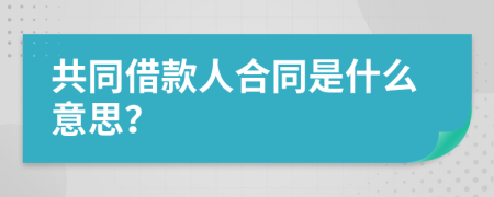 共同借款人合同是什么意思？