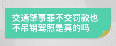 交通肇事罪不交罚款也不吊销驾照是真的吗