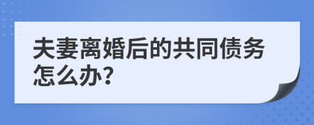 夫妻离婚后的共同债务怎么办？