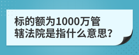 标的额为1000万管辖法院是指什么意思？