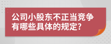 公司小股东不正当竞争有哪些具体的规定?