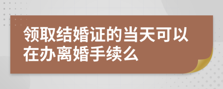 领取结婚证的当天可以在办离婚手续么