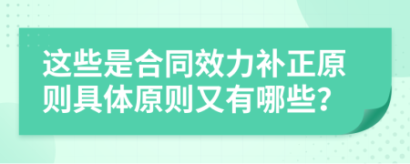 这些是合同效力补正原则具体原则又有哪些？