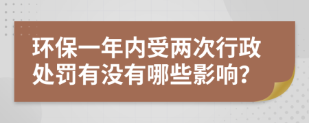 环保一年内受两次行政处罚有没有哪些影响？
