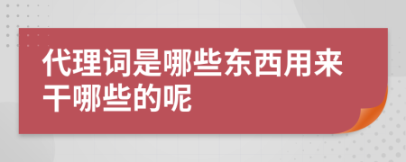代理词是哪些东西用来干哪些的呢