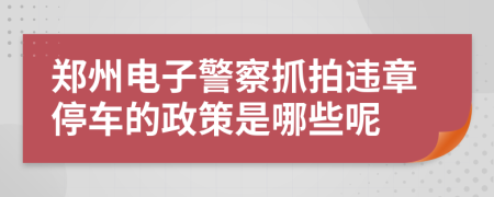 郑州电子警察抓拍违章停车的政策是哪些呢