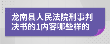 龙南县人民法院刑事判决书的1内容哪些样的