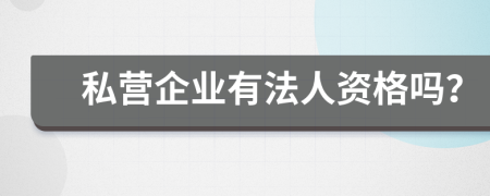 私营企业有法人资格吗？