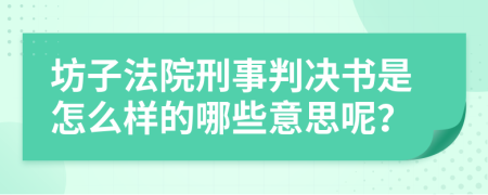 坊子法院刑事判决书是怎么样的哪些意思呢？