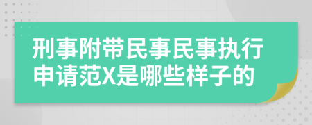 刑事附带民事民事执行申请范X是哪些样子的