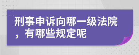 刑事申诉向哪一级法院，有哪些规定呢