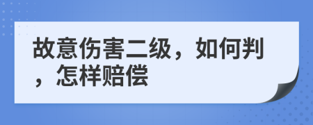 故意伤害二级，如何判，怎样赔偿