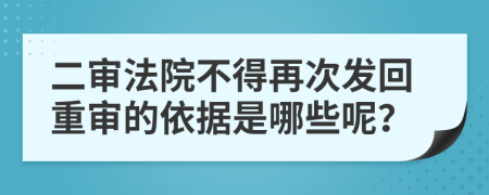 二审法院不得再次发回重审的依据是哪些呢？