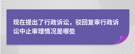 现在提出了行政诉讼，驳回复审行政诉讼中止审理情况是哪些