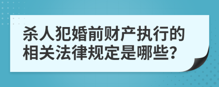 杀人犯婚前财产执行的相关法律规定是哪些？