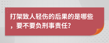 打架致人轻伤的后果的是哪些，要不要负刑事责任？