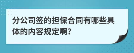 分公司签的担保合同有哪些具体的内容规定啊?