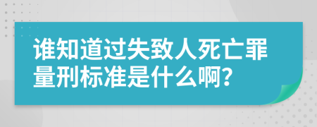 谁知道过失致人死亡罪量刑标准是什么啊？