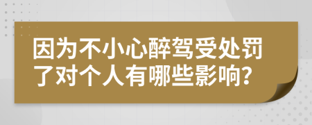 因为不小心醉驾受处罚了对个人有哪些影响？