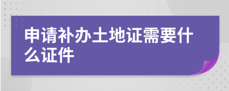 申请补办土地证需要什么证件