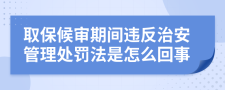 取保候审期间违反治安管理处罚法是怎么回事