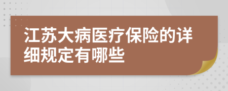 江苏大病医疗保险的详细规定有哪些