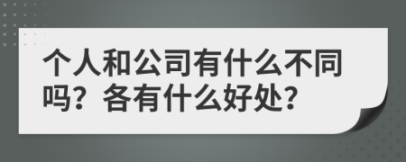 个人和公司有什么不同吗？各有什么好处？