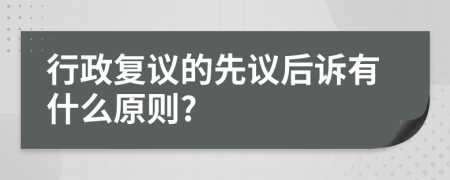 行政复议的先议后诉有什么原则?